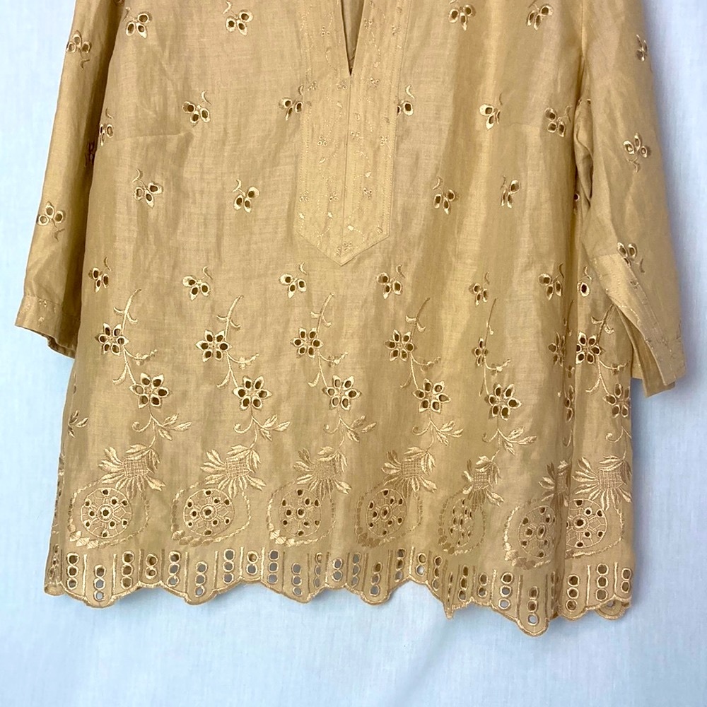 Macy’s Women’s Gold Eyelet Top Size XL – New (No Tags)